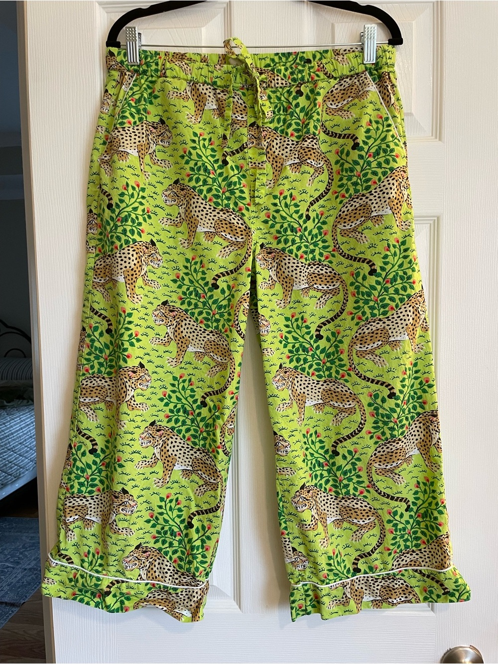 Printfresh Lime Green Leopard Print Pajama Pants 100% Cotton